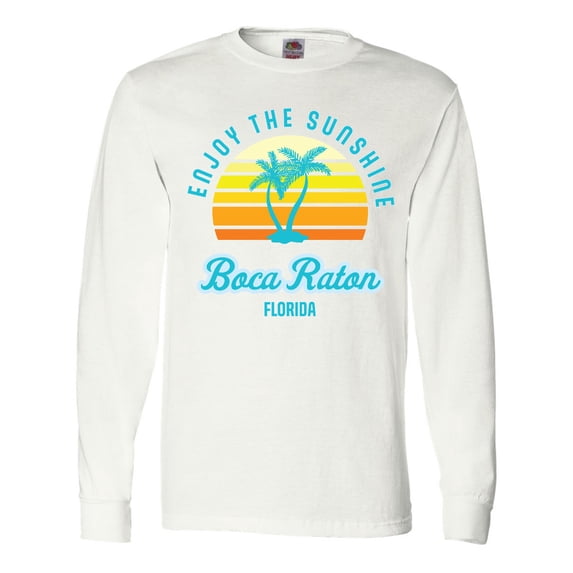 Inktastic Summer Enjoy the Sunshine Boca Raton Florida in Blue Long Sleeve T-Shirt