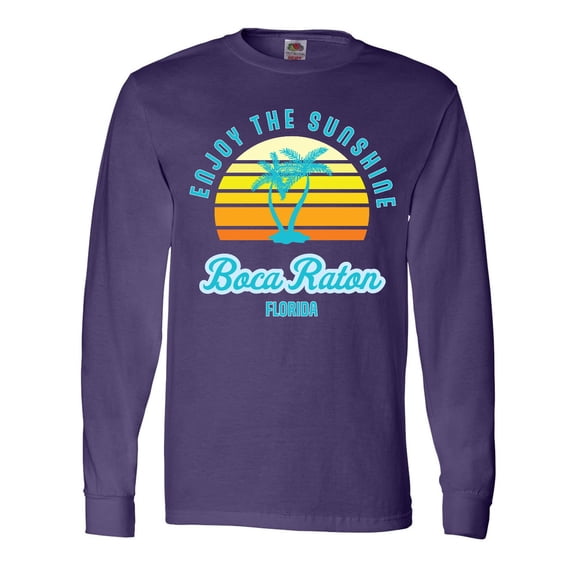 Inktastic Summer Enjoy the Sunshine Boca Raton Florida in Blue Long Sleeve T-Shirt