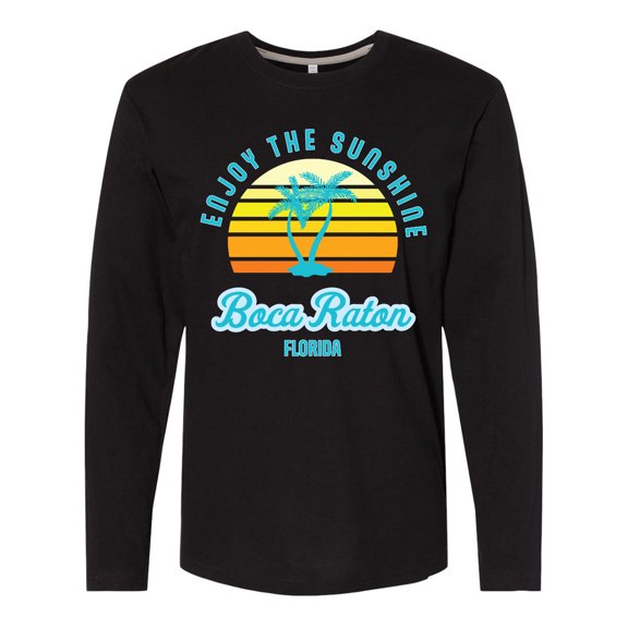 Inktastic Summer Enjoy the Sunshine Boca Raton Florida in Blue Long Sleeve T-Shirt