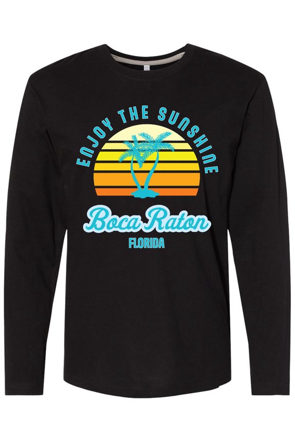 Summer Enjoy the Sunshine Boca Raton Florida in Blue Long Sleeve T-Shirt