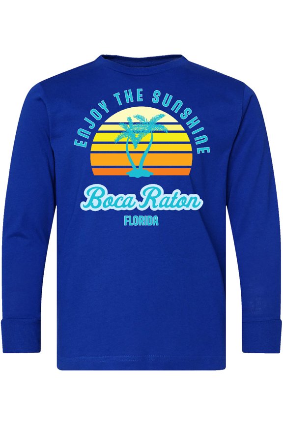 Summer Enjoy the Sunshine Boca Raton Florida in Blue Long Sleeve Youth T-Shirt