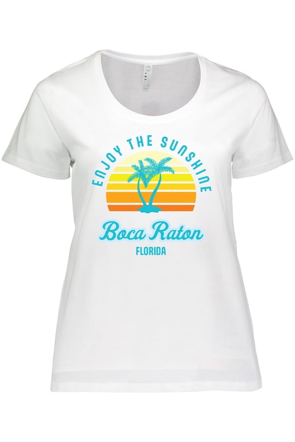 Summer Enjoy the Sunshine Boca Raton Florida in Blue Women's Plus Size T-Shirt