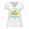 thumbnail image 1 of Inktastic Summer Enjoy the Sunshine Boca Raton Florida in Blue Women's Plus Size V-Neck T-Shirt, 1 of 5
