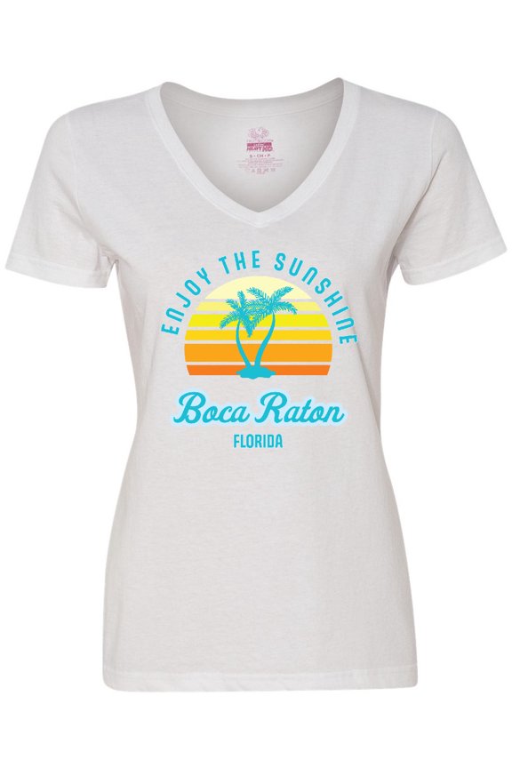 Summer Enjoy the Sunshine Boca Raton Florida in Blue Women's V-Neck T-Shirt