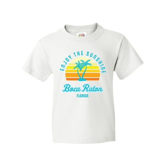 Inktastic Summer Enjoy the Sunshine Boca Raton Florida in Blue Youth T-Shirt