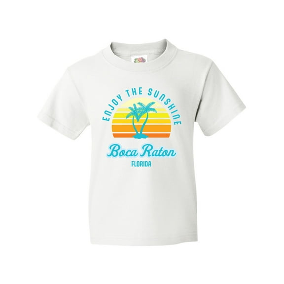 Inktastic Summer Enjoy the Sunshine Boca Raton Florida in Blue Youth T-Shirt