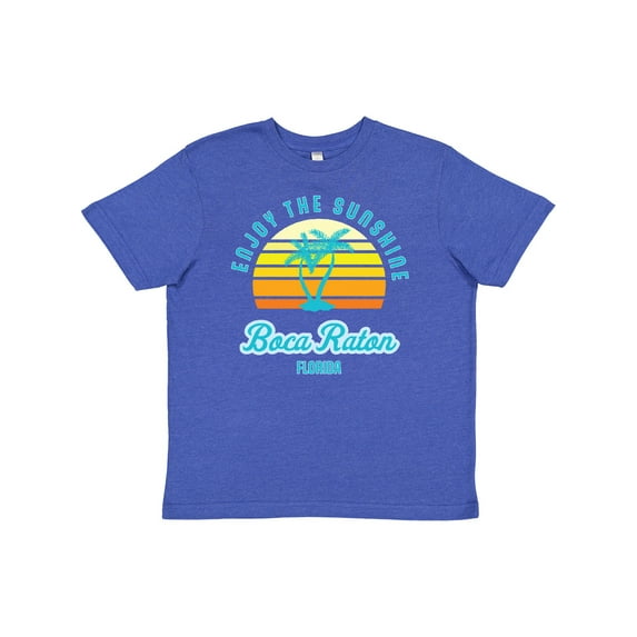 Inktastic Summer Enjoy the Sunshine Boca Raton Florida in Blue Youth T-Shirt