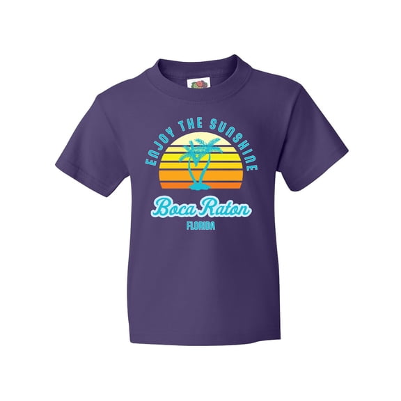 Inktastic Summer Enjoy the Sunshine Boca Raton Florida in Blue Youth T-Shirt