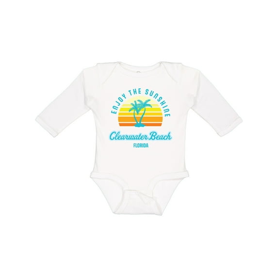 Inktastic Summer Enjoy the Sunshine Clearwater Beach Florida in Blue Boys or Girls Long Sleeve Baby Bodysuit
