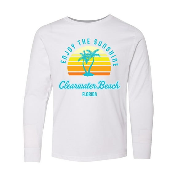 Inktastic Summer Enjoy the Sunshine Clearwater Beach Florida in Blue Long Sleeve Youth T-Shirt