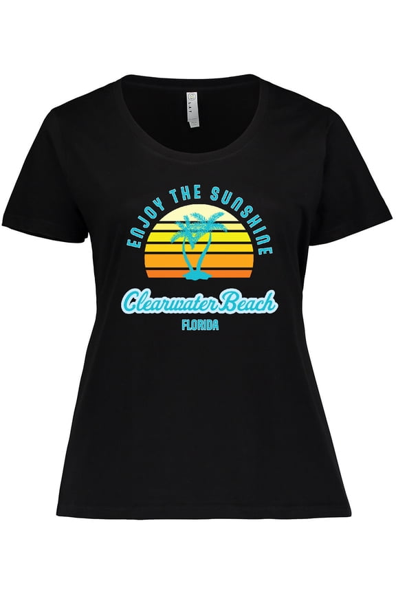 Summer Enjoy the Sunshine Clearwater Beach Florida in Blue Women's Plus Size T-Shirt