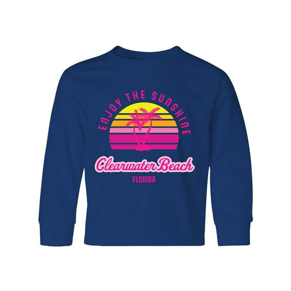 Inktastic Summer Enjoy the Sunshine Clearwater Beach Florida in Pink Long Sleeve Youth T-Shirt
