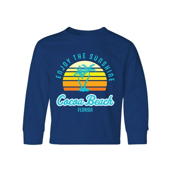Inktastic Summer Enjoy the Sunshine Cocoa Beach Florida in Blue Long Sleeve Youth T-Shirt