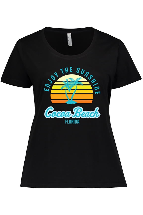 Summer Enjoy the Sunshine Cocoa Beach Florida in Blue Women's Plus Size T-Shirt