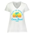 thumbnail image 1 of Inktastic Summer Enjoy the Sunshine Cocoa Beach Florida in Blue Women's Plus Size V-Neck T-Shirt, 1 of 5