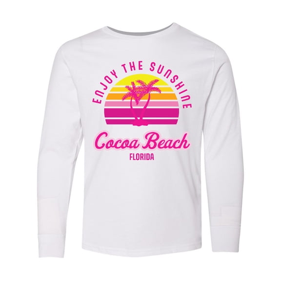 Inktastic Summer Enjoy the Sunshine Cocoa Beach Florida in Pink Long Sleeve Youth T-Shirt