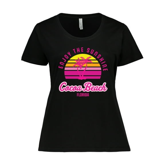 Inktastic Summer Enjoy the Sunshine Cocoa Beach Florida in Pink Women's Plus Size T-Shirt