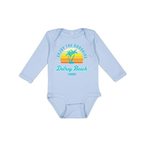 Inktastic Summer Enjoy the Sunshine Delray Beach Florida in Blue Boys or Girls Long Sleeve Baby Bodysuit