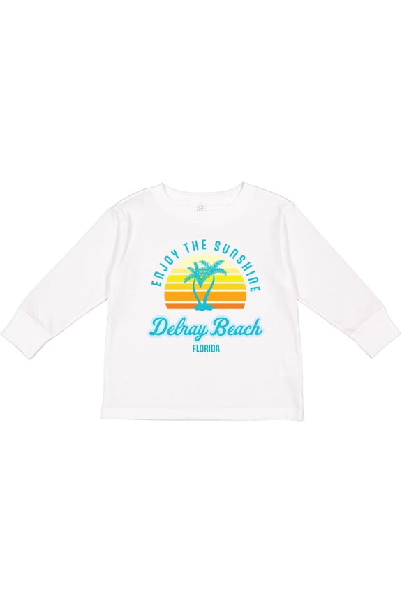 Summer Enjoy the Sunshine Delray Beach Florida in Blue Boys or Girls Long Sleeve Toddler T-Shirt