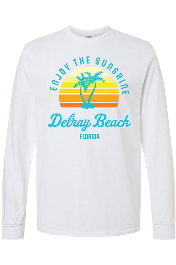 Summer Enjoy the Sunshine Delray Beach Florida in Blue Long Sleeve T-Shirt