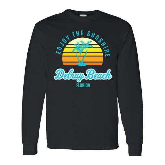 Inktastic Summer Enjoy the Sunshine Delray Beach Florida in Blue Long Sleeve T-Shirt