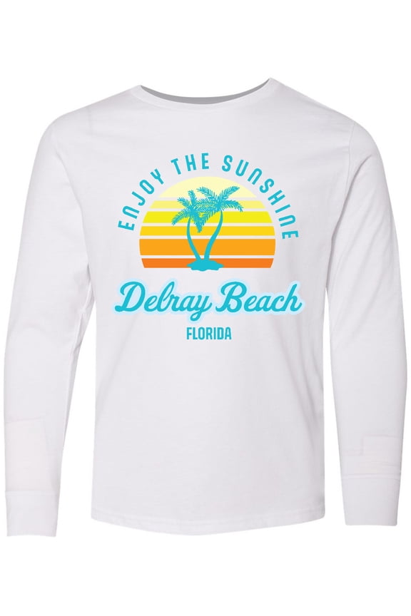 Summer Enjoy the Sunshine Delray Beach Florida in Blue Long Sleeve Youth T-Shirt
