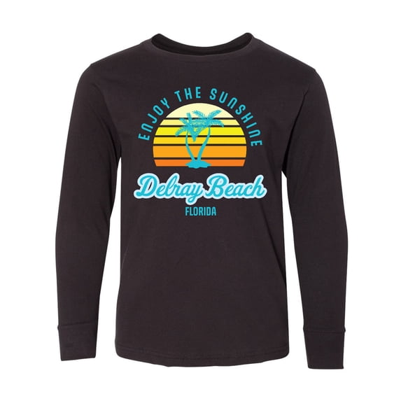 Inktastic Summer Enjoy the Sunshine Delray Beach Florida in Blue Long Sleeve Youth T-Shirt