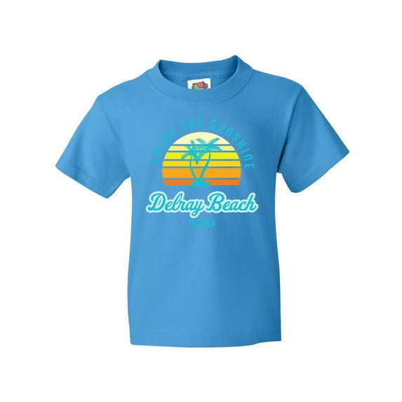 Inktastic Summer Enjoy the Sunshine Delray Beach Florida in Blue Youth T-Shirt