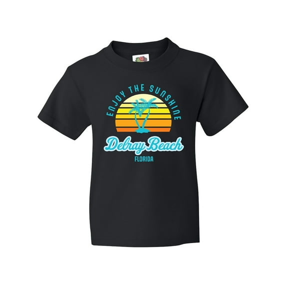 Inktastic Summer Enjoy the Sunshine Delray Beach Florida in Blue Youth T-Shirt