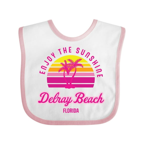 Inktastic Summer Enjoy the Sunshine Delray Beach Florida in Pink Boys or Girls Baby Bib