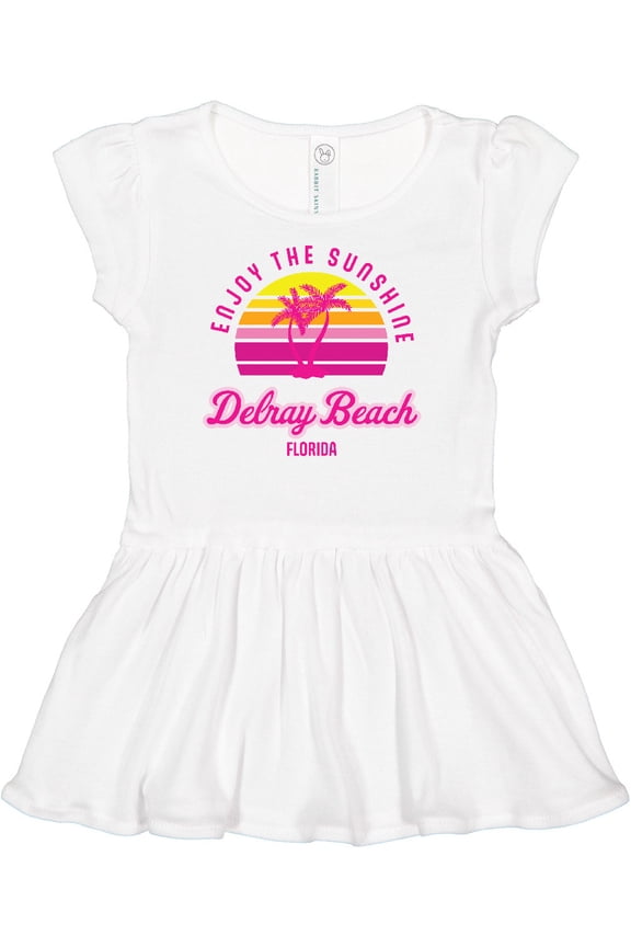 Summer Enjoy the Sunshine Delray Beach Florida in Pink Girls Baby Dress
