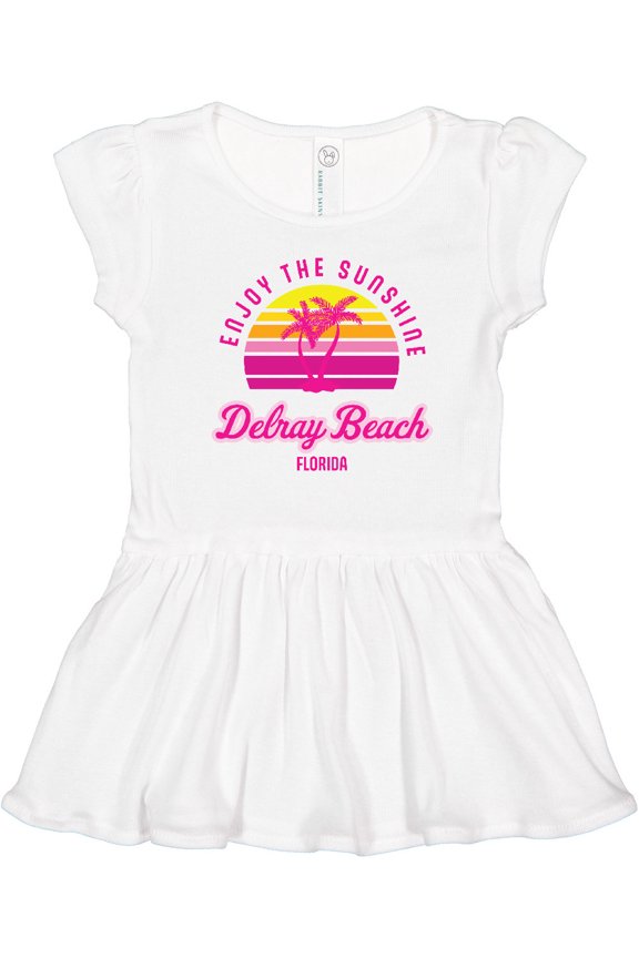 Summer Enjoy the Sunshine Delray Beach Florida in Pink Girls Toddler Dress