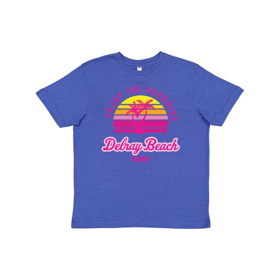 Inktastic Summer Enjoy the Sunshine Delray Beach Florida in Pink Youth T-Shirt