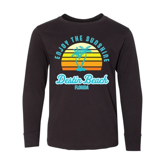 Inktastic Summer Enjoy the Sunshine Destin Beach Florida in Blue Long Sleeve Youth T-Shirt