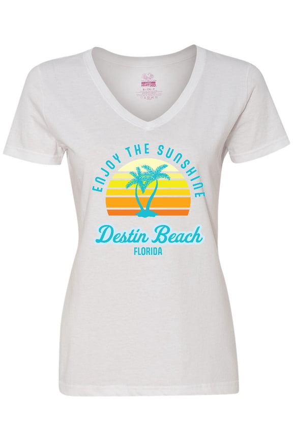 Summer Enjoy the Sunshine Destin Beach Florida in Blue Women's V-Neck T-Shirt