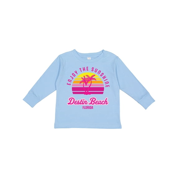 Inktastic Summer Enjoy the Sunshine Destin Beach Florida in Pink Boys or Girls Long Sleeve Toddler T-Shirt