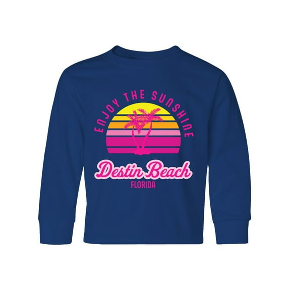 Inktastic Summer Enjoy the Sunshine Destin Beach Florida in Pink Long Sleeve Youth T-Shirt