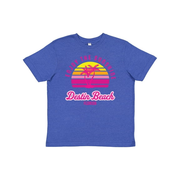 Inktastic Summer Enjoy the Sunshine Destin Beach Florida in Pink Youth T-Shirt