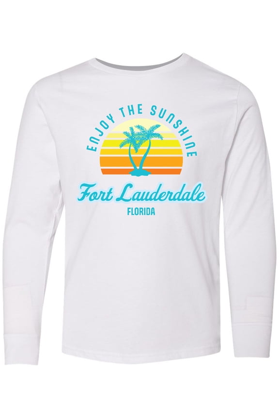 Summer Enjoy the Sunshine Fort Lauderdale Florida in Blue Long Sleeve Youth T-Shirt