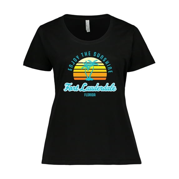 Inktastic Summer Enjoy the Sunshine Fort Lauderdale Florida in Blue Women's Plus Size T-Shirt