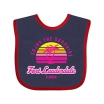 Inktastic Summer Enjoy the Sunshine Fort Lauderdale Florida in Pink Boys or Girls Baby Bib