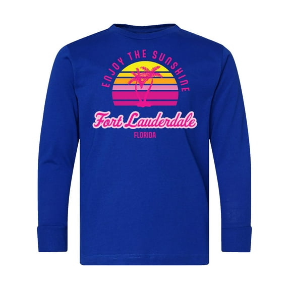Inktastic Summer Enjoy the Sunshine Fort Lauderdale Florida in Pink Long Sleeve Youth T-Shirt