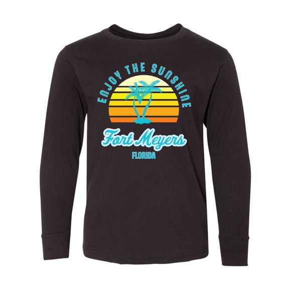 Inktastic Summer Enjoy the Sunshine Fort Meyers Florida in Blue Long Sleeve Youth T-Shirt