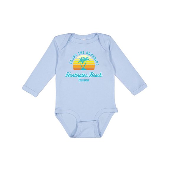 Inktastic Summer Enjoy the Sunshine Huntington Beach California Blue Boys or Girls Long Sleeve Baby Bodysuit