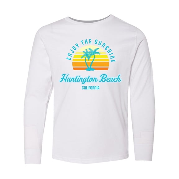 Inktastic Summer Enjoy the Sunshine Huntington Beach California Blue Long Sleeve Youth T-Shirt