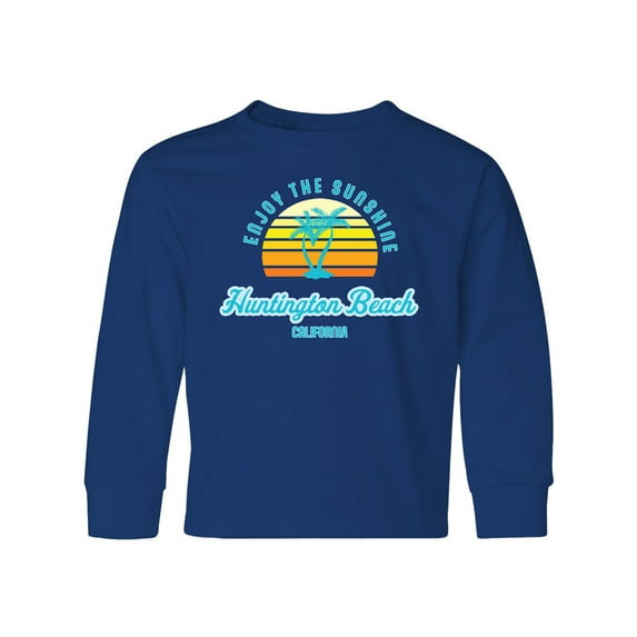 Inktastic Summer Enjoy the Sunshine Huntington Beach California Blue Long Sleeve Youth T-Shirt
