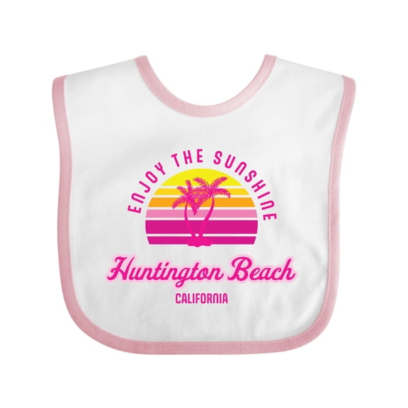 Inktastic Summer Enjoy the Sunshine Huntington Beach California Pink Boys or Girls Baby Bib