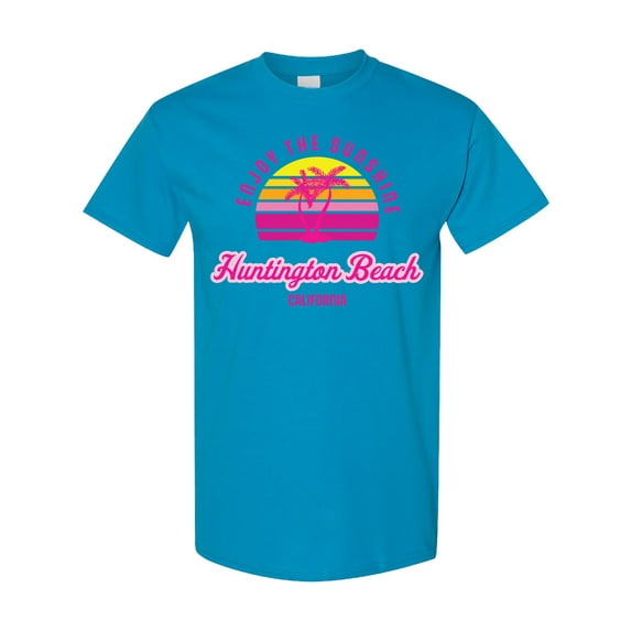 Inktastic Summer Enjoy the Sunshine Huntington Beach California Pink T-Shirt