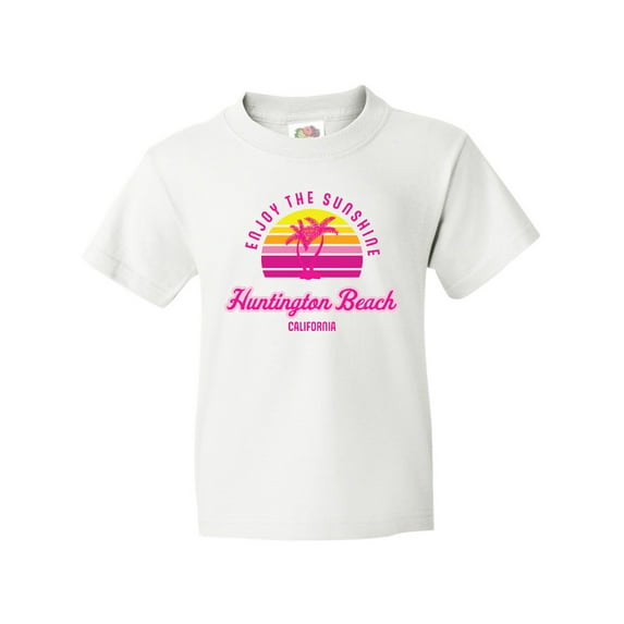 Inktastic Summer Enjoy the Sunshine Huntington Beach California Pink Youth T-Shirt