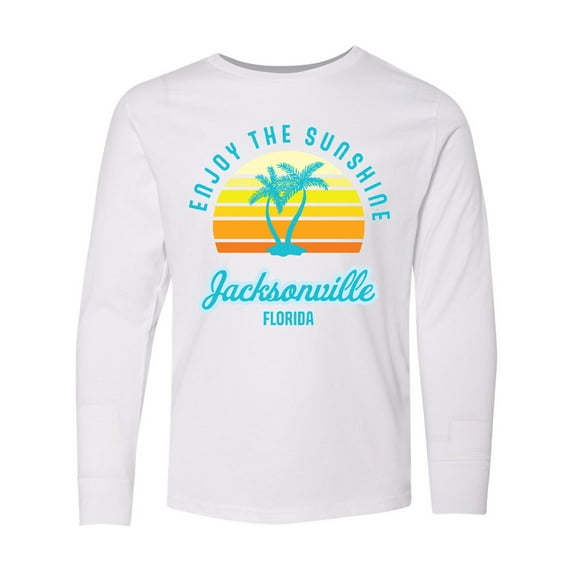 Inktastic Summer Enjoy the Sunshine Jacksonville Florida in Blue Long Sleeve Youth T-Shirt